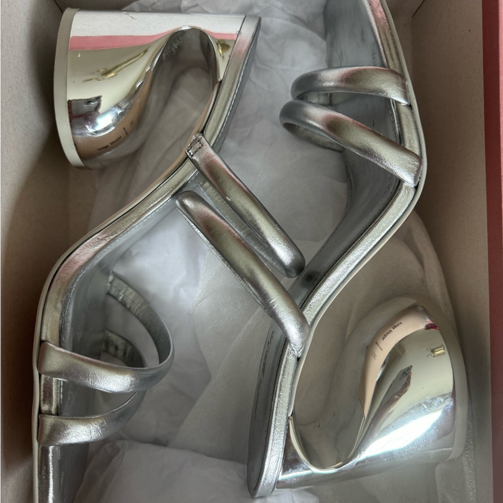 Cult Gaia Zuma 100mm Metallic Sandal Block Heel Size 38.5